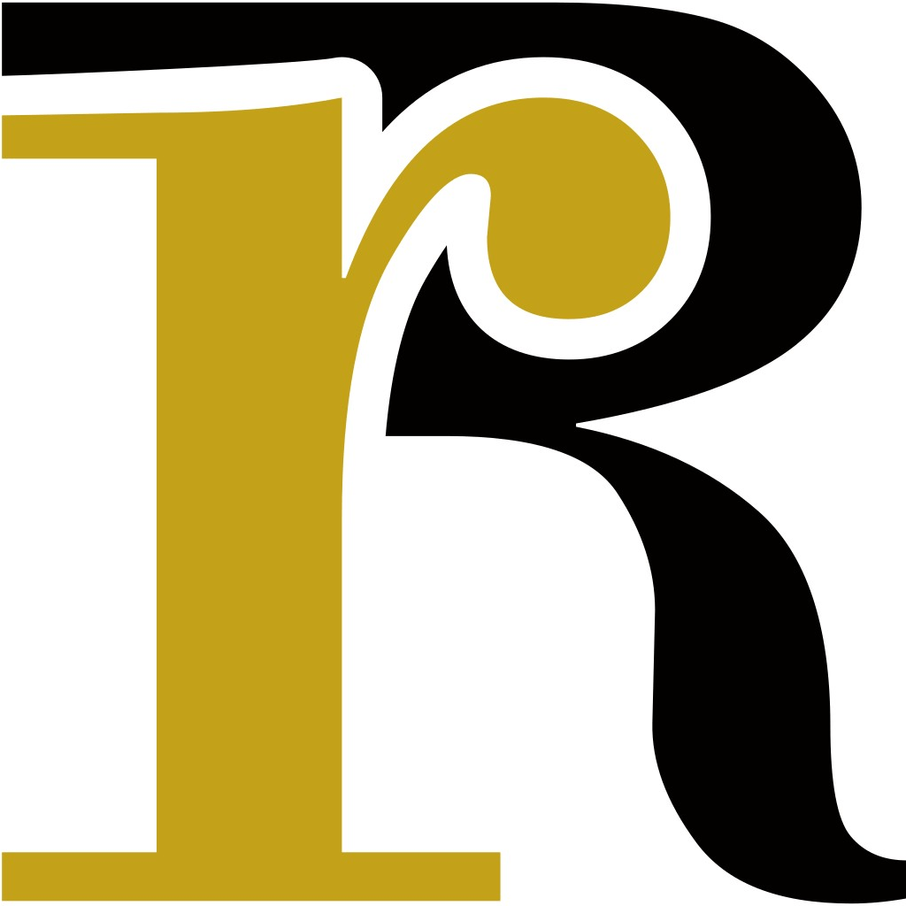 A picture of a R, gold, and black colors